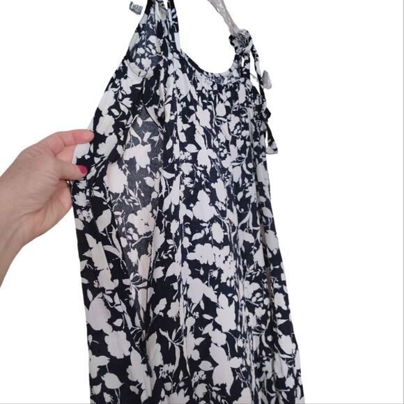 Free Assembly Blue Floral Sleeveless Tie Shoulder Midi Slip Dress Medium - Picture 11 of 16